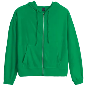 Soft French Terry Full Zip Hoodie - Gucci Green