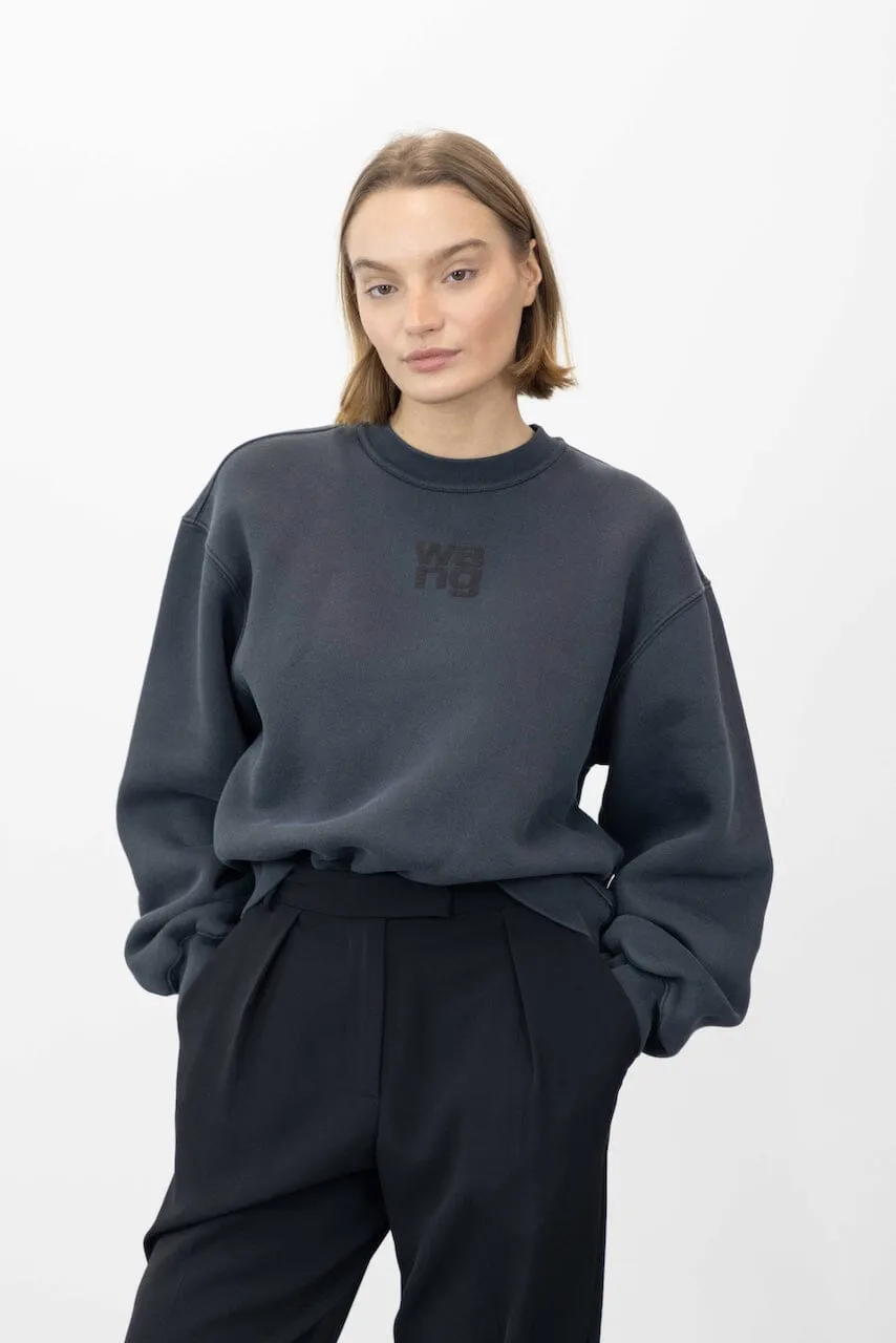 TERRY CREW SWEATSHIRT IN SOFT OBSIDIAN