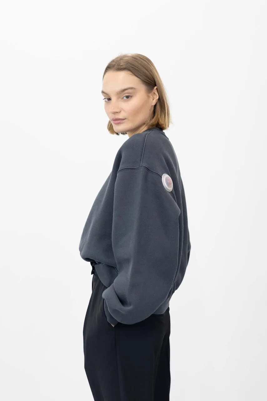 TERRY CREW SWEATSHIRT IN SOFT OBSIDIAN