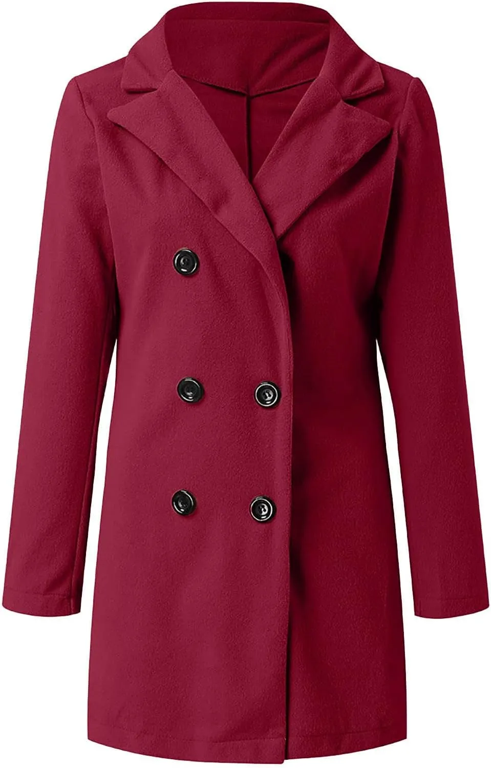 Trench Coats for Women Elegant Single Breasted Work Office Jackets Notched Collar Mid Winter Wool Pea Coat