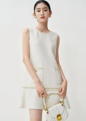 TWEED SLIM ROUND DRESS