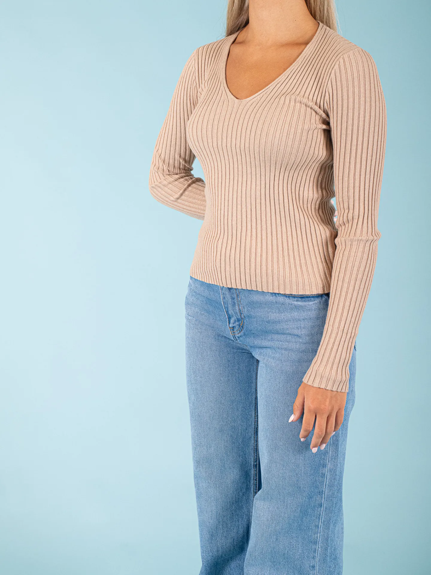 V Neck Fitted Light Sweater
