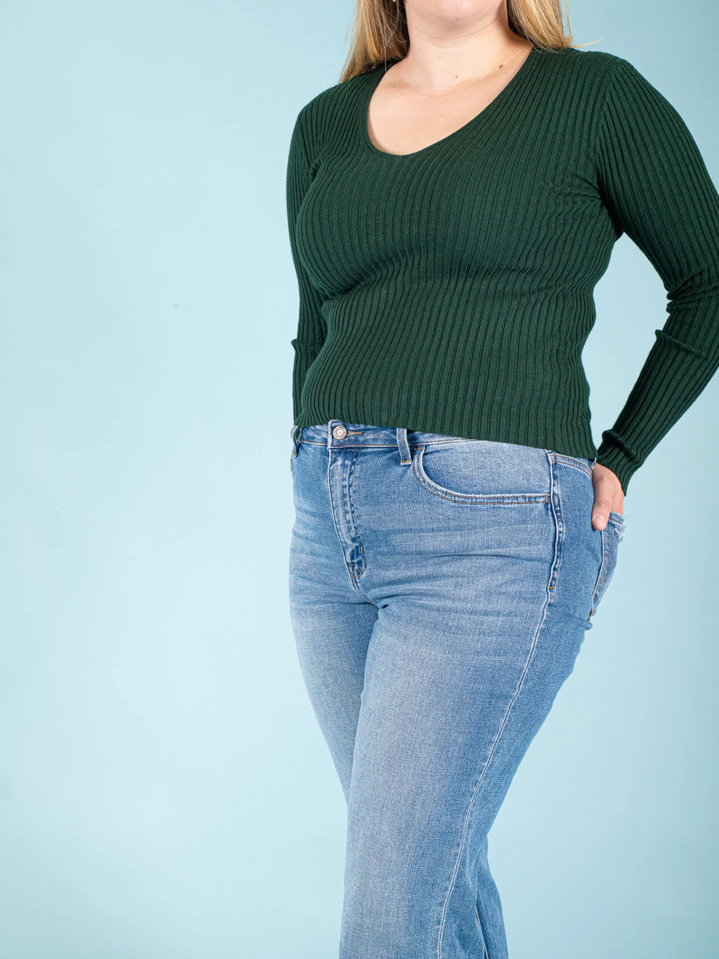 V Neck Fitted Light Sweater