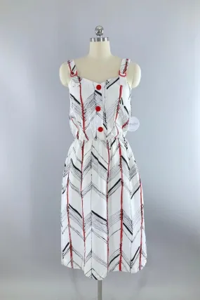 Vintage 80s Chevron Print Sundress Dress