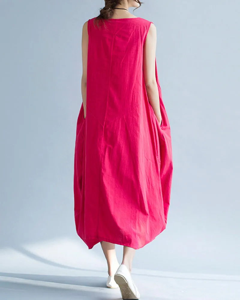 Vintage Losse Casual Boho Chic Swing Maxi Sundress