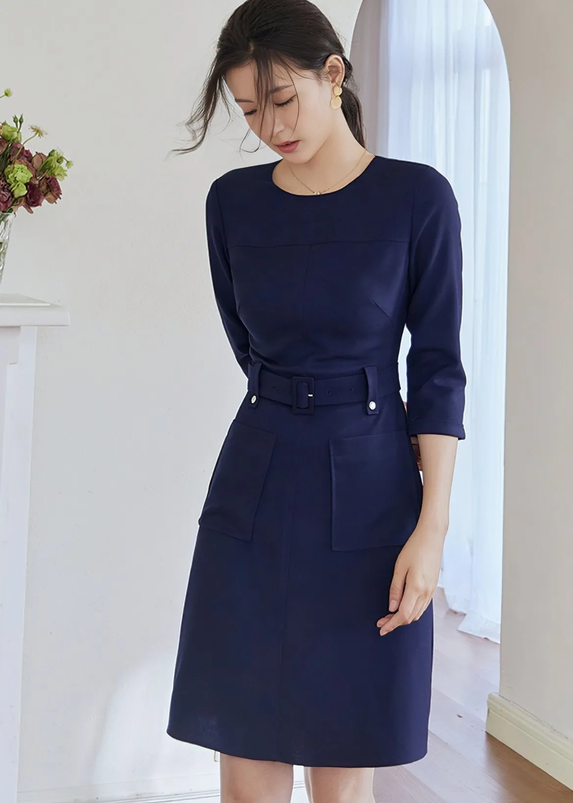WAIST BELT SLIM DRESS