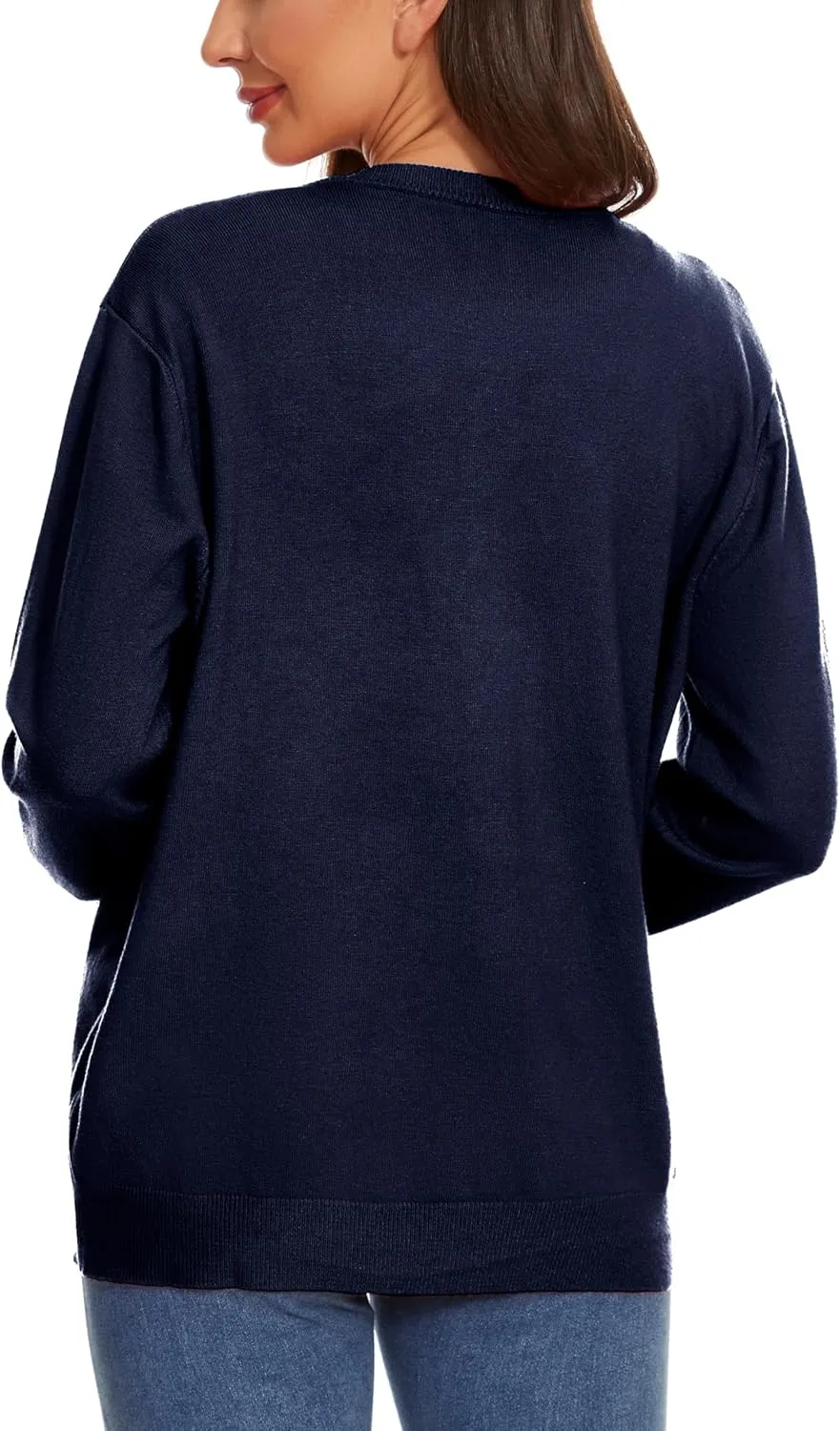 Womens Cardigan Sweaters Button Down Classic Long Sleeve Casual Crew Neck Soft Regular Fit Spring Tops（S-2XL）