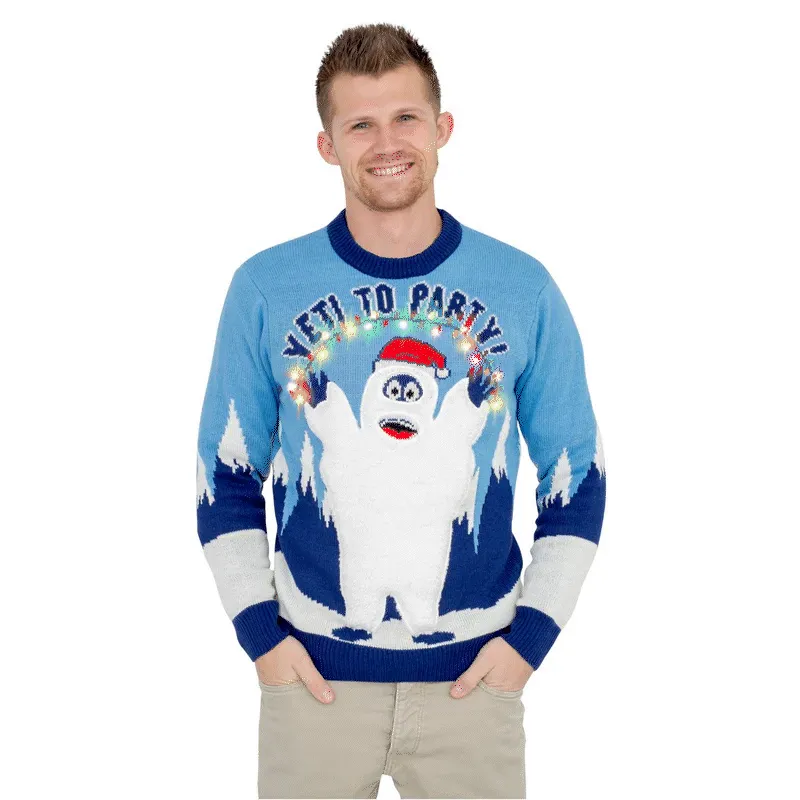 Women's Christmas Sweater JulesRoche LED Snow Yeti Design