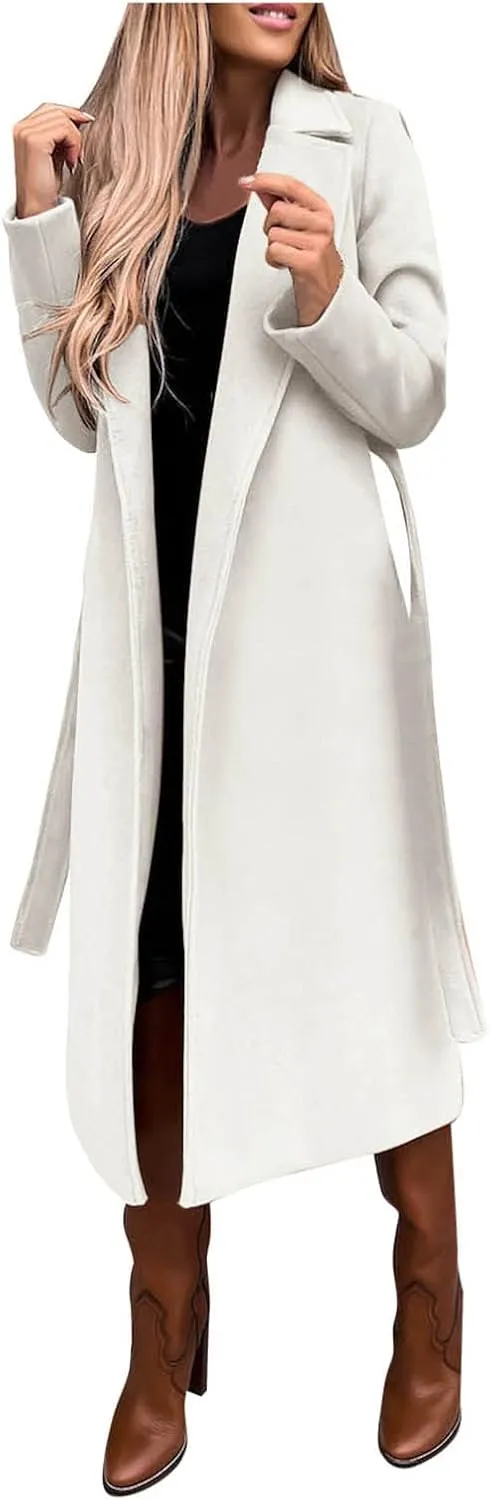 Women's Coats Basic Long Jacket Coat Coat Trench Long Jacket Ladies Slim Long Belt Elegant Winter Coats for Women