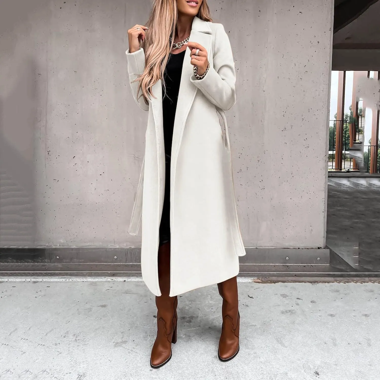 Women's Coats Basic Long Jacket Coat Coat Trench Long Jacket Ladies Slim Long Belt Elegant Winter Coats for Women
