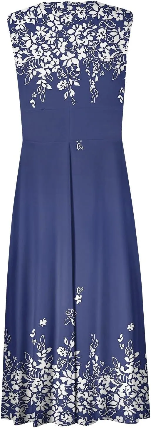 Womens Dresses Deep V Neck Sleeveless Sundresses for Women 2024 Casual Dresses for Women Tea Party Dresses for Woman