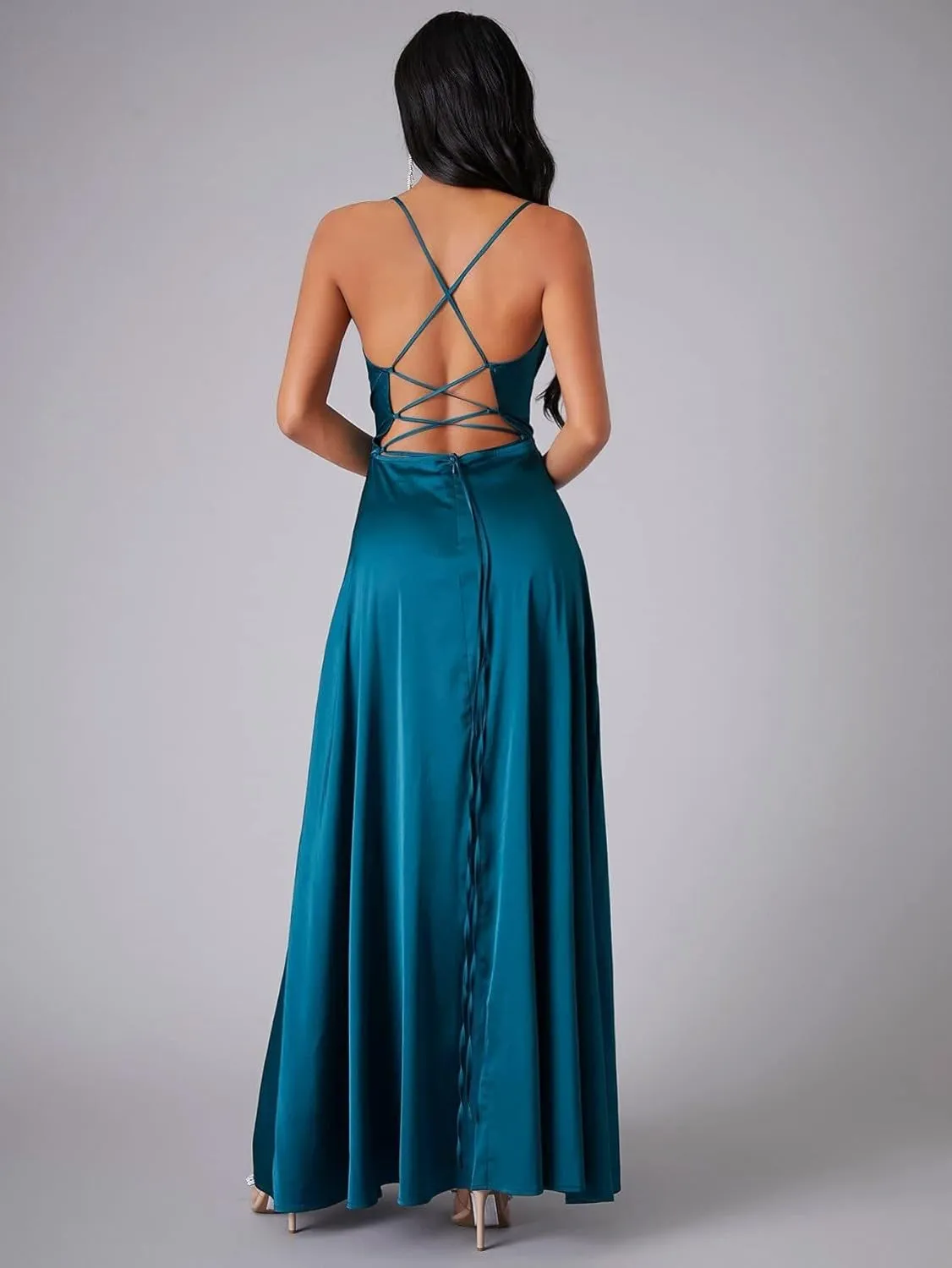 Womens Fairy Skirt Dress New 2024 Slim Fit Sling Sundress Backless V-Neck High Waist Color