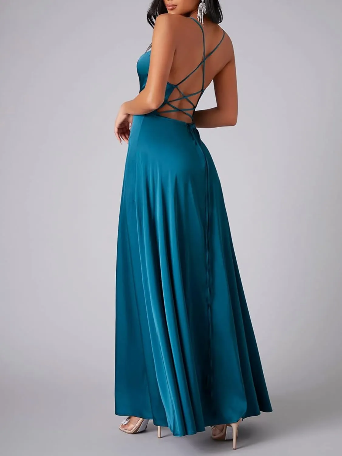 Womens Fairy Skirt Dress New 2024 Slim Fit Sling Sundress Backless V-Neck High Waist Color