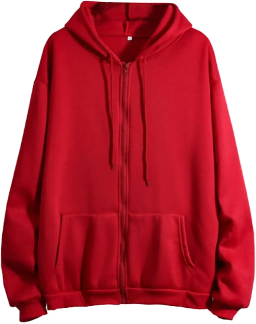Zip Up Hoodie Womens Solid Color Long Sleeve Drawstring Loose Soft Pullover Tunic Tops with Pockets Fall Fashion Clothes